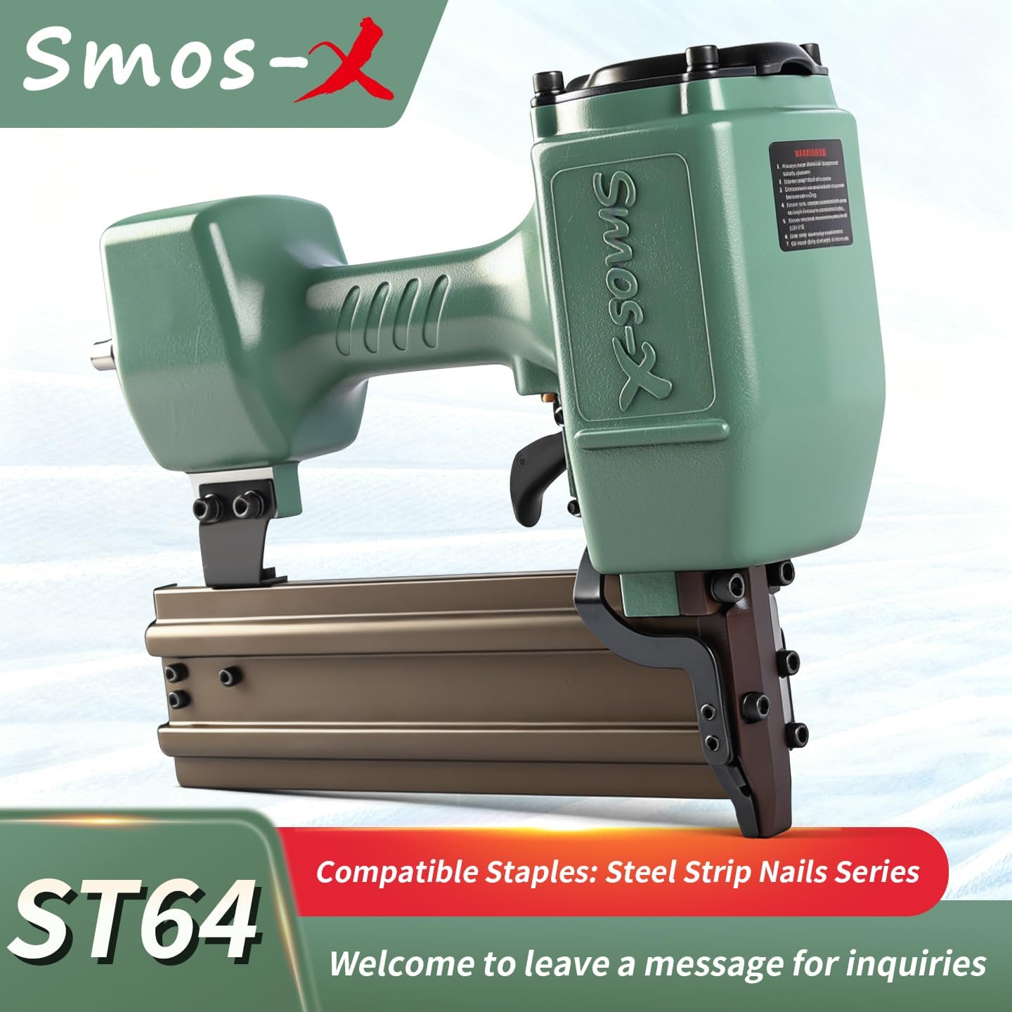 ST64 Heavy Duty Pneumatic Concrete Nail Gun with Safety Lock Brad Nails Visual Window Accepts 3/4'' To 2-1/2'' Concrete T-Nailer Gun For Hardwood,Decking,Furring,Soffits,Wire-Lathe