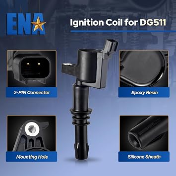 ENA Set of 8 Straight Boot Ignition Coil Pack Compatible with Ford Lincoln Expedition Explorer F-150 Super Duty Mustang Mountaineer 4.6l 5.4l Replacement for DG511 C1541 FD508 - Black