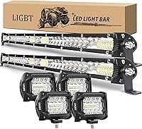LIGBT 2x 21" 204W Slim LED Light Bars + 4x 4" 60W Pods Spot Flood Combo Offroad Lights for Trucks ATV UTV SUV