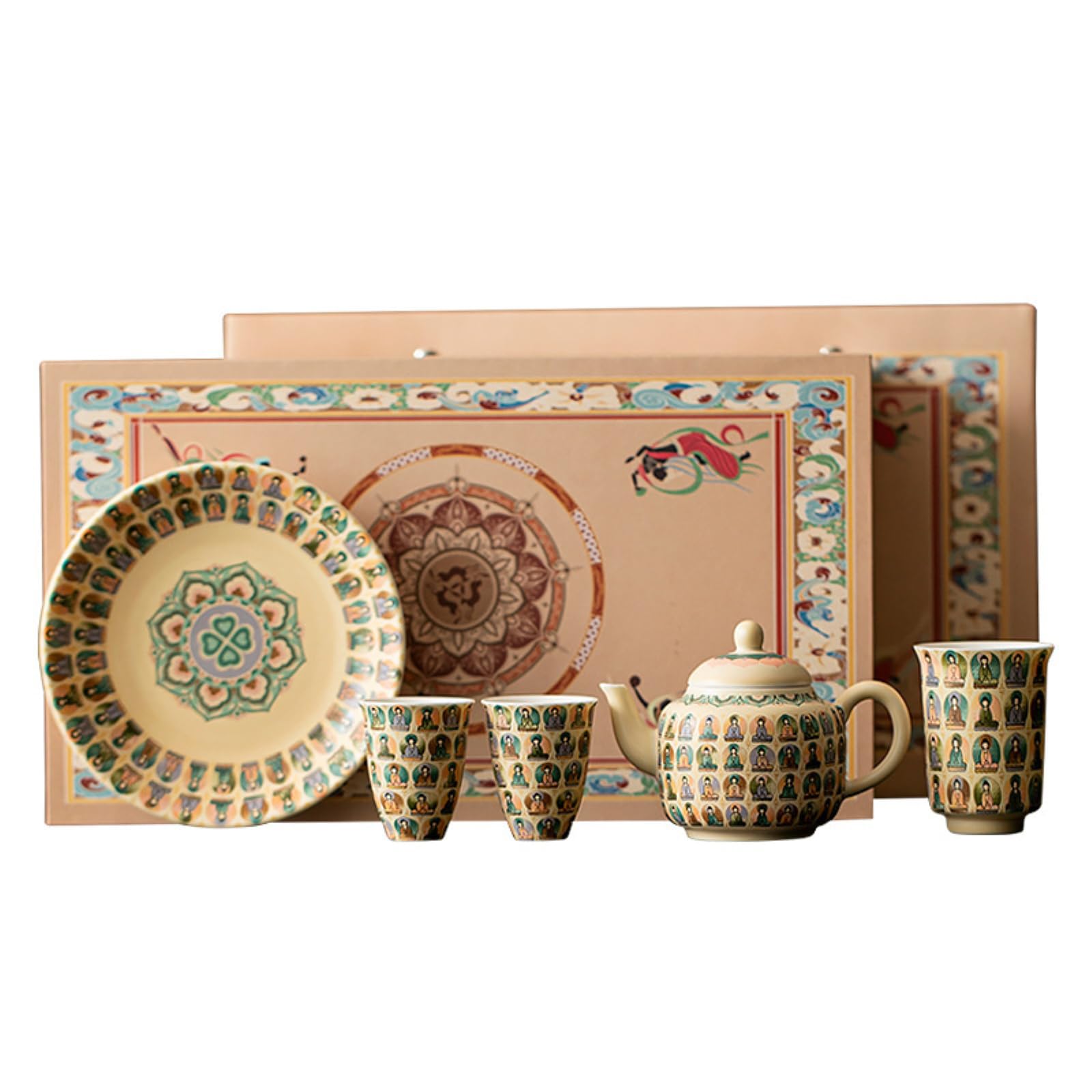 Ceramiczny zestaw do herbaty retro Kung Fu jest wykwintny i praktyczny - czerwony - trzy filiżanki i jeden garnek