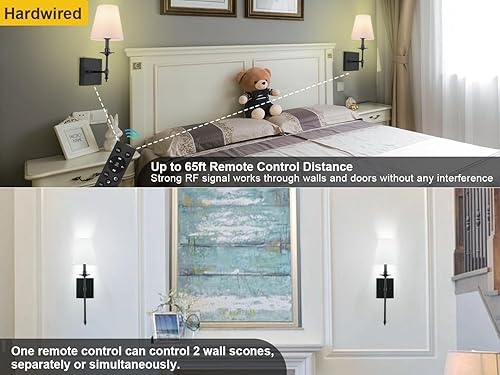 Miniatura 4 de Juego de dos apliques de pared con control remoto, atenuación del 10% al 100% y colores ajustables 2700K-6500K, lámparas de pared cableadas con