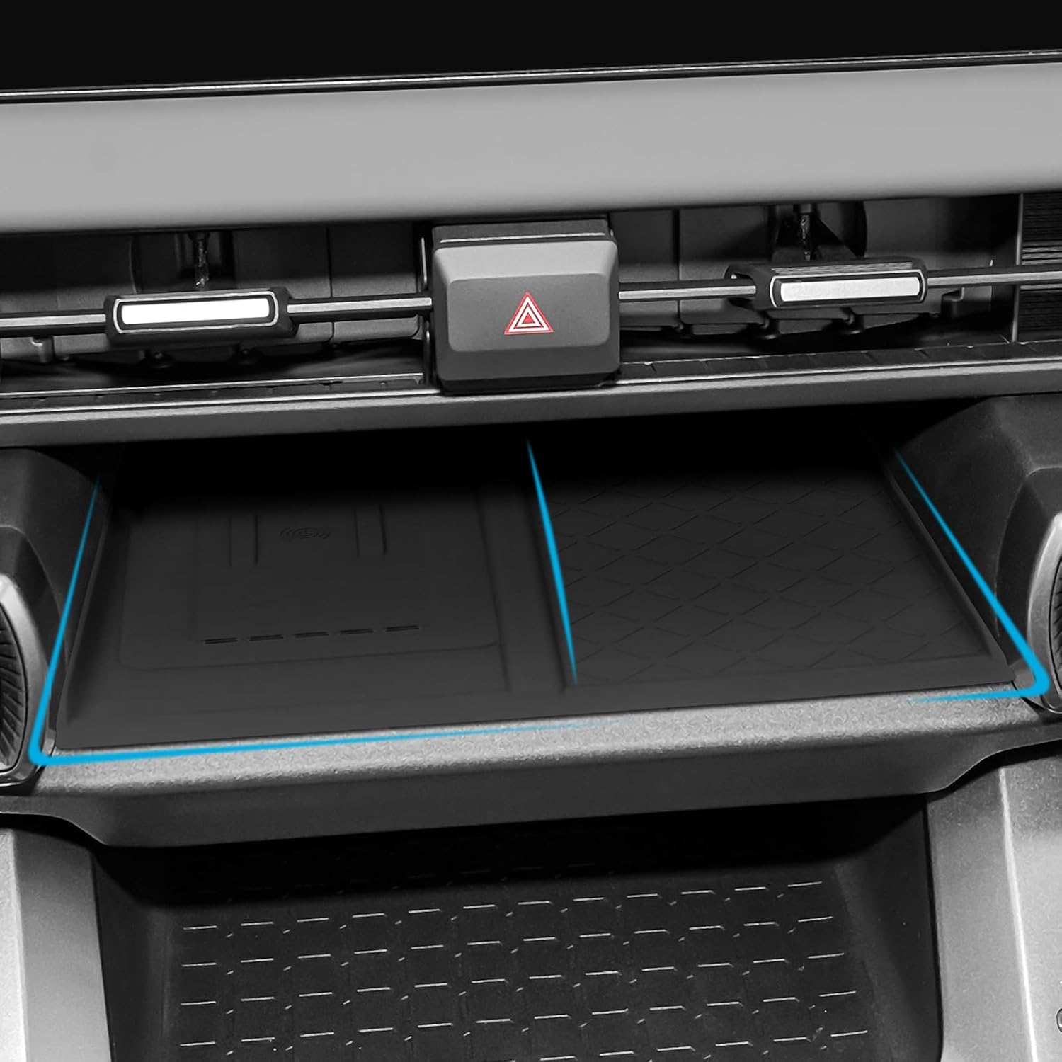 Wireless Charging Anti-Slip Mat Compatible with Toyota 2026 RAV4 LE SE XLE XSE Limited Hybrid Accessories Black Silicone Material Center Console Organizer Protective Pad image 4