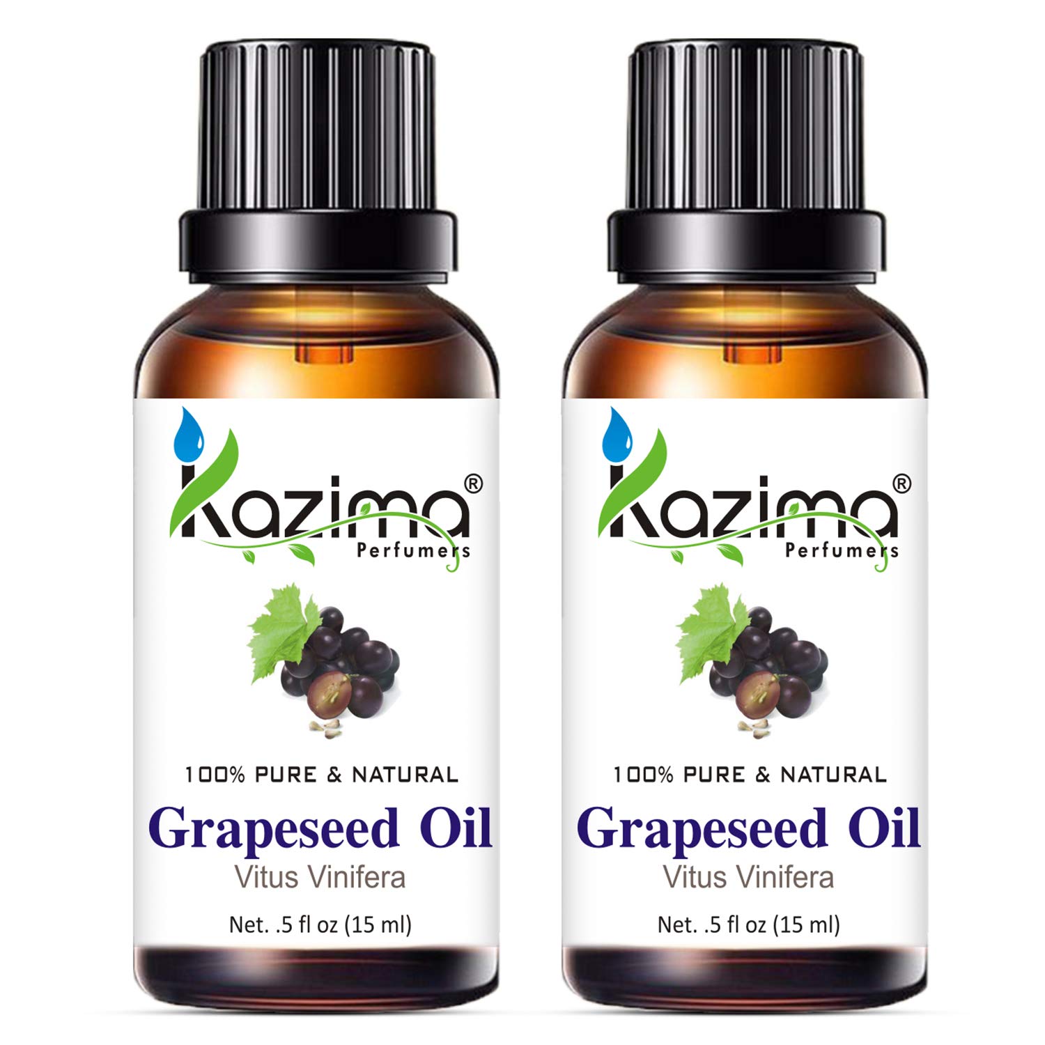 KAZIMA Grapeseed Carrier Oil (Pack of 2) with Dropper 15ml Pure Natural - Ideal for Hair Growth, Skin care, Treat Acne, Tighten Skin, Help Diminish Dark Circles Around the Eyes, Moisturize, Reduce Scars-image-34