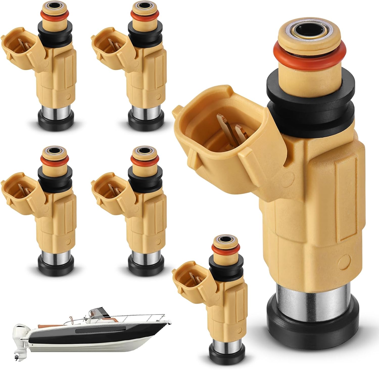 BDFHYK Fuel Injector CDH240 Compatible with 2002-2012 Yamaha F200 200HP F225 225HP Four Stroke Outboard Trucks Replacement Kit FJ608 MR507252 MP10561 84212299 Fuel Injectors Set of 6