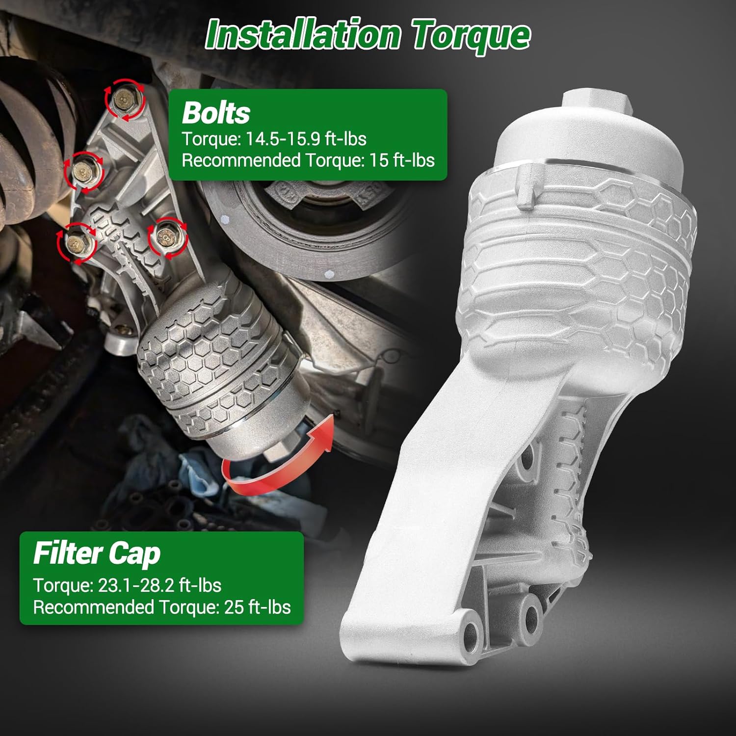 Leak-Proof Aluminum Oil Filter Housing Kit - Perfect Fit Upgrade for Hyundai/Kia/Genesis! Stops Leaks for Life, Quick Install. Fits Palisade/Sorento/Telluride etc. (Part#26300-3LAA0) Now!
