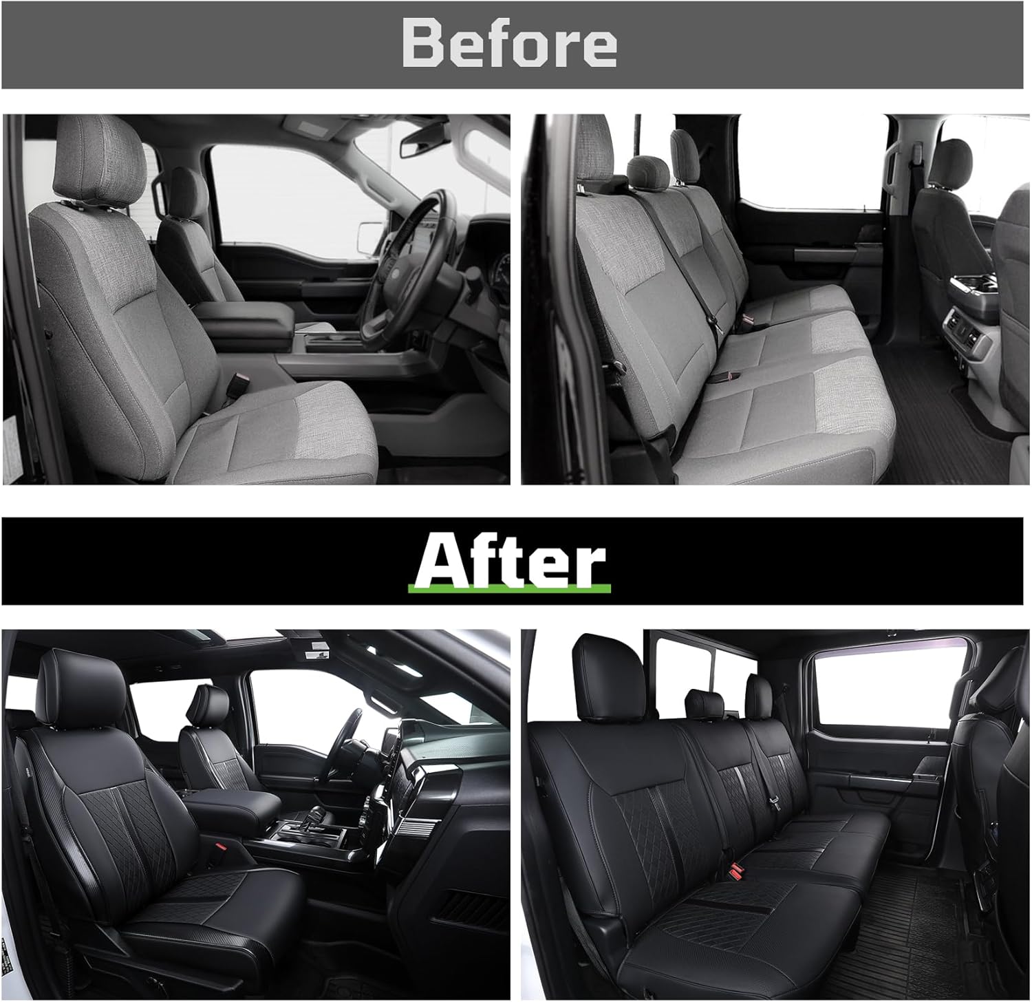 Fit for 2021-2025 Ford F150 F250 F350 F450 XL XLT Car Seat Cover,Full Coverage Car Seat Covers Full Set,Faux Leather Luxury Seat Covers,Custom Waterproof and Comfortable Seat Covers for Trucks(Black)