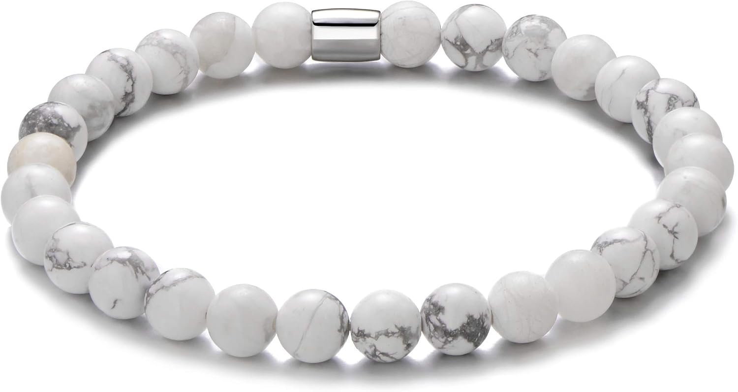 Philip Jones Men's Howlite Gemstone Stretch Bracelet, White