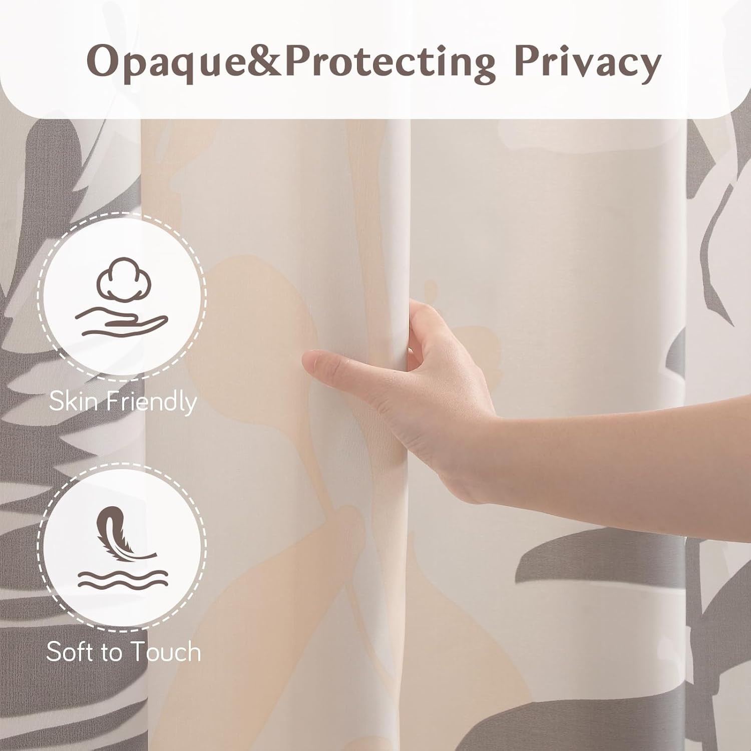 Farmhouse Fabric Shower Curtain,Printed Olivia Grey Tree Plants Leaf Waterproof Curtains for Bathroom,72 inches W x 72 inches H
