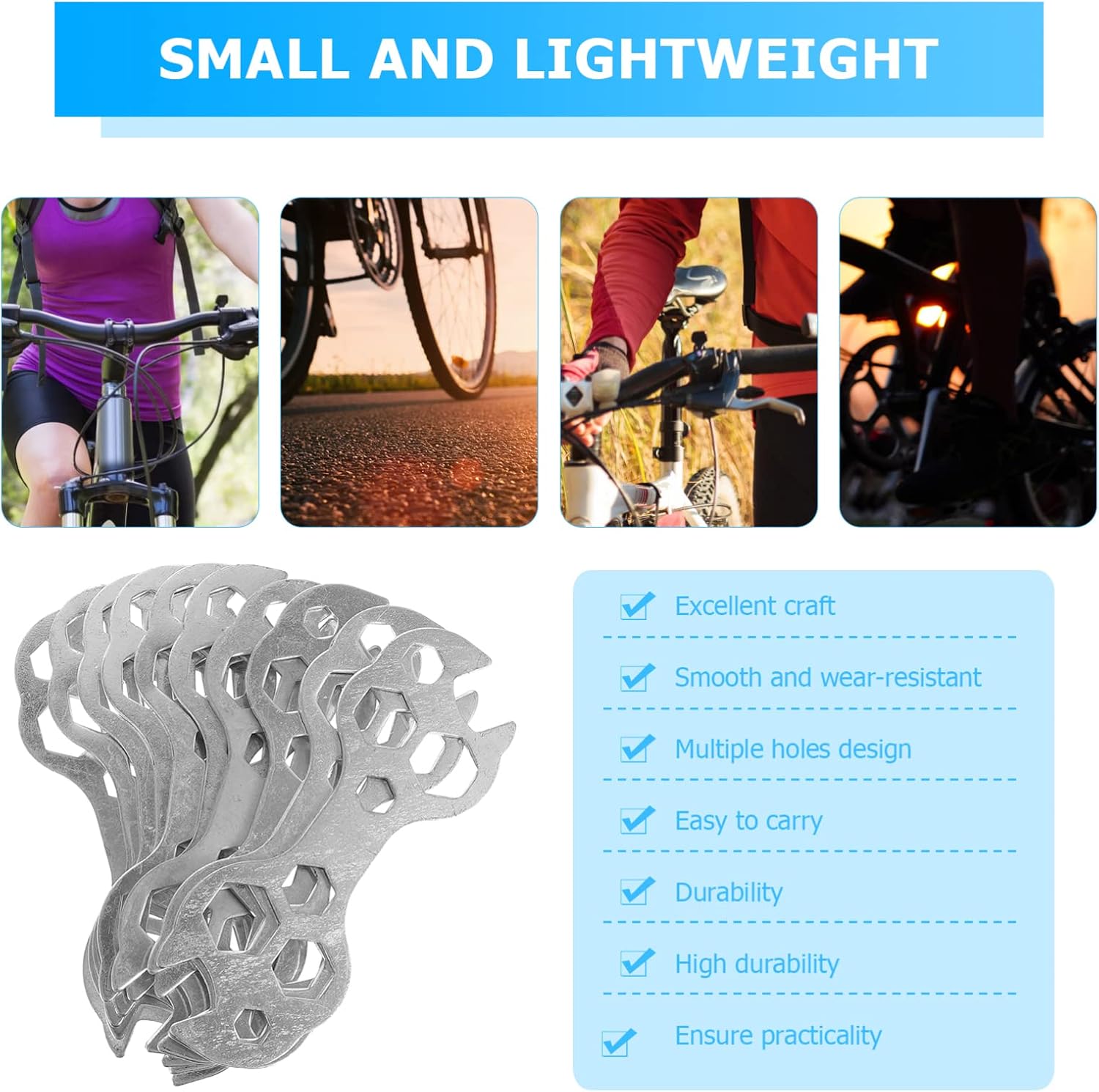 10Pcs Multi Functional Pedal Wrench for Road Bike Repair Lightweight Bicycle Tool Kit for Easy The Go Maintenance Versatile Spanner for Outdoor Riding