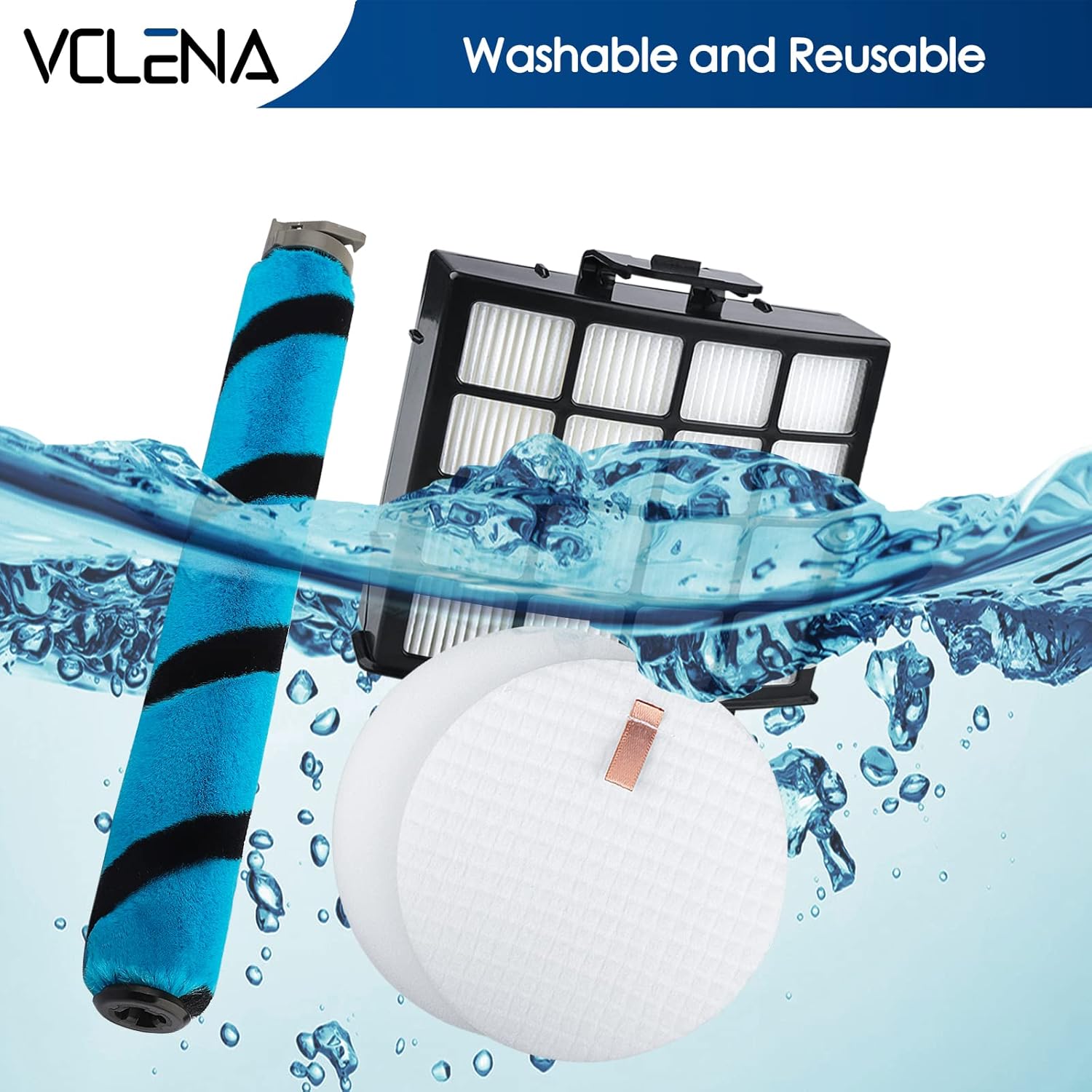 AZ2002 Filter Replacement for Shark Vertex Upright Vacuum AZ2002 AZ2000 AZ2000W Shark Vertex DuoClean PowerFin Acessories, 2 Post-Motor Filters, 4 Foam & Felt Filters, 1 Soft Brushroll