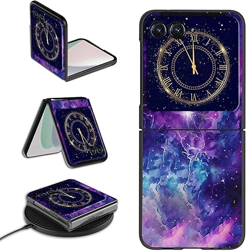 Rossy Funda para Motorola Razr Plus 2023 para Moto Razr+ 2023 con patrón de galaxia nebulosa morada para mujeres y hombres, funda de protección de