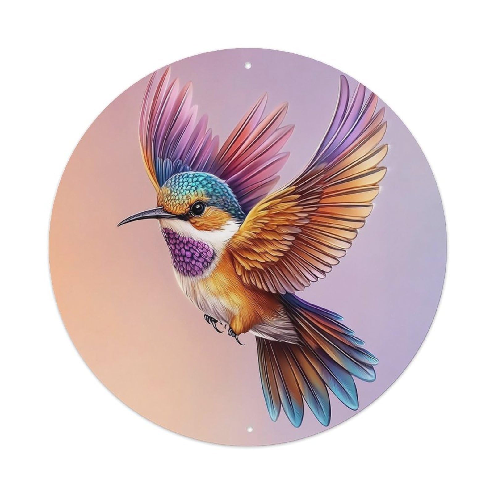 Animal Artwork Flying Hummingbird Vintage Metal Tin Sign Plaque Wall Decor for Cafe, Club Bar, Office, Garden Metal Poster 8x8Inch
