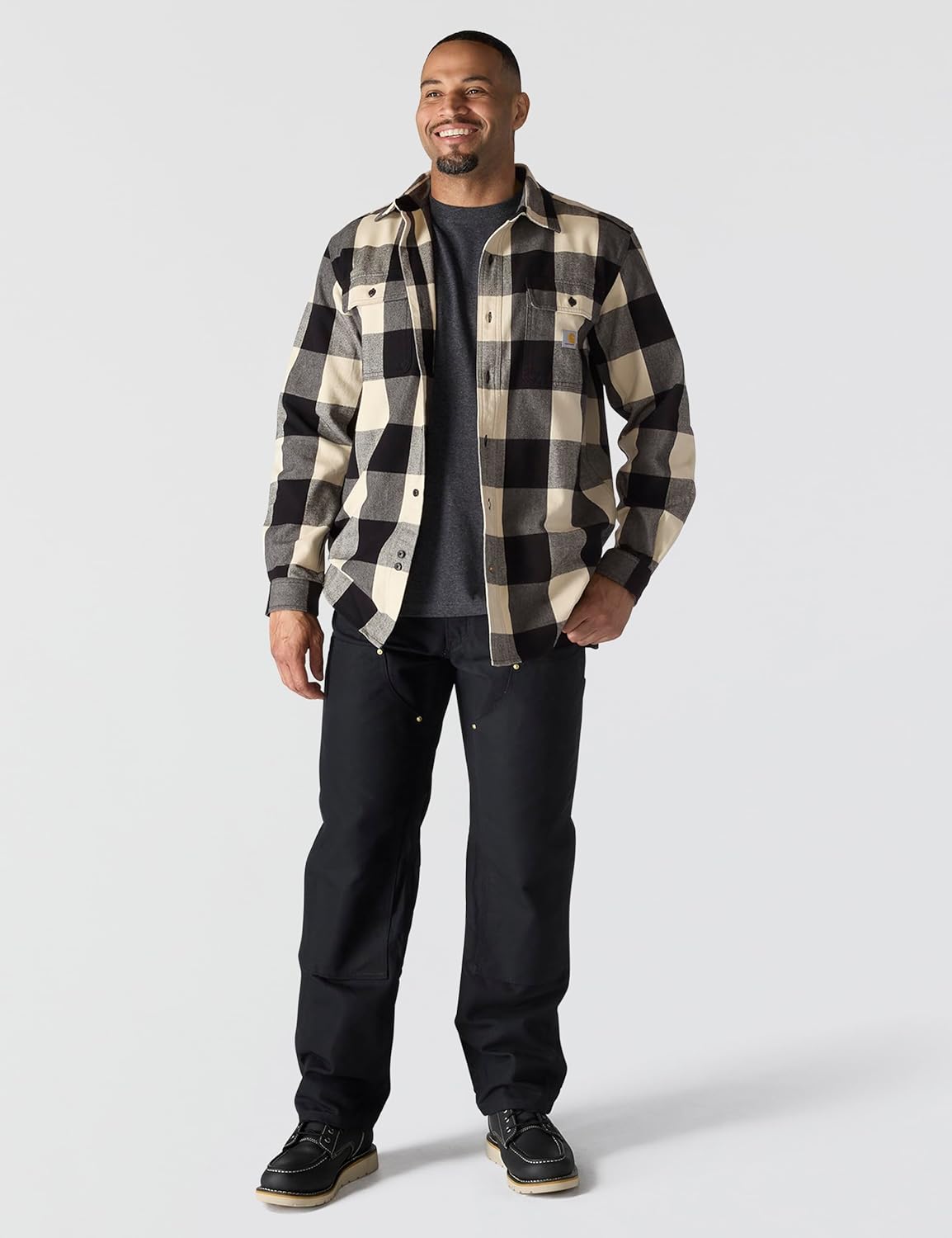 Carhartt Men’s Loose Fit Heavyweight Flannel Long-Sleeve Plaid Shirt - Image 4