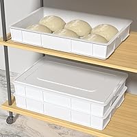 Vista 7 de Paquete de 4 cajas comerciales para masa de pizza con tapa, cajas de plástico para masa de pizza con tapa, color blanco
