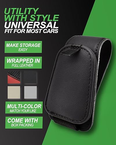 Miniatura 6 de Soporte para lentes de sol para automóvil, paquete de 2 soportes para lentes de sol de automóvil, clip magnético de cuero para lentes de sol, gancho