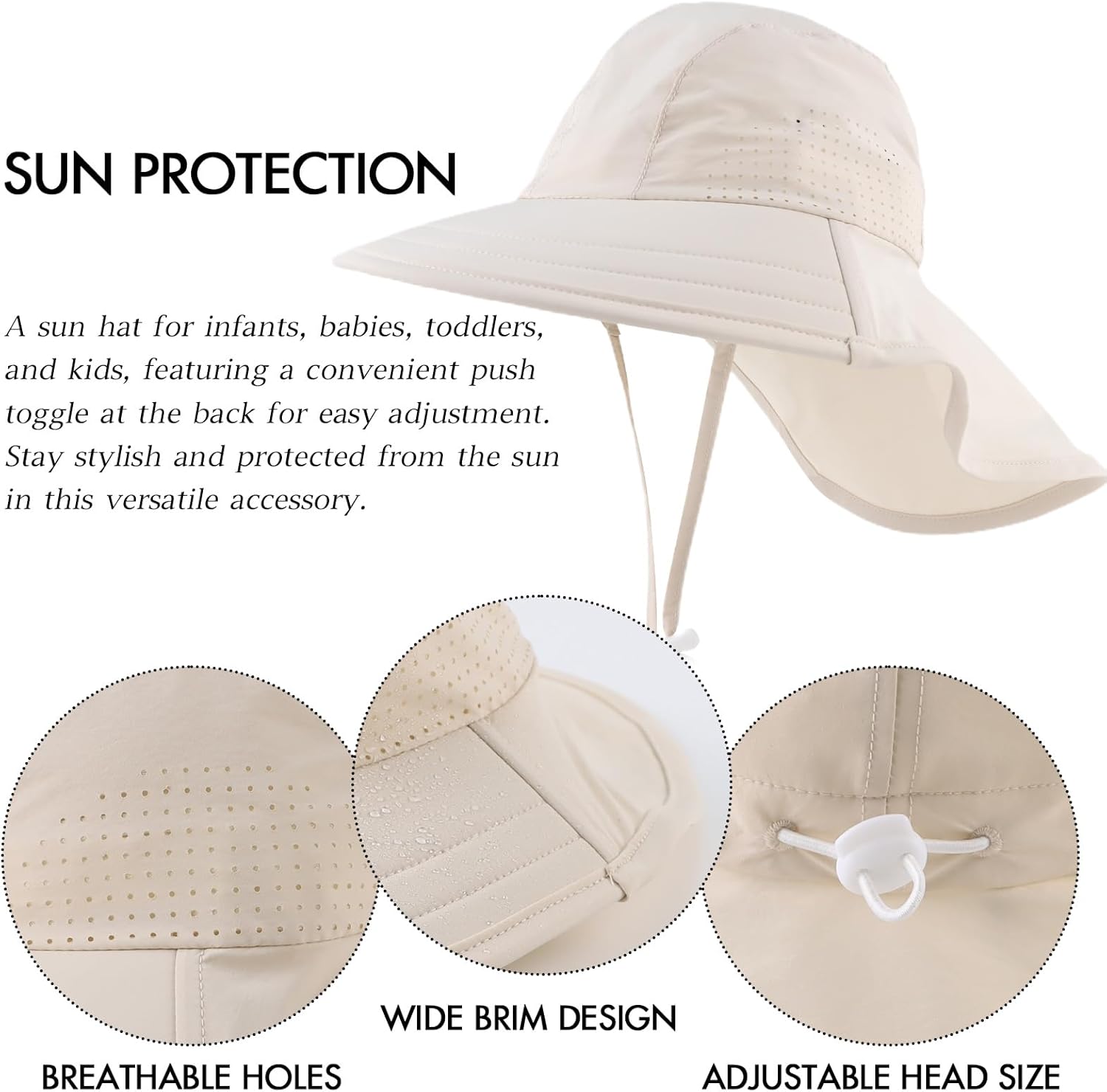 JANGANNSA Baby Sun Hat Boys Girls Infant Toddler Bucket Hat Kids Neck Flap Sun Protect Cap Beach - Image 4