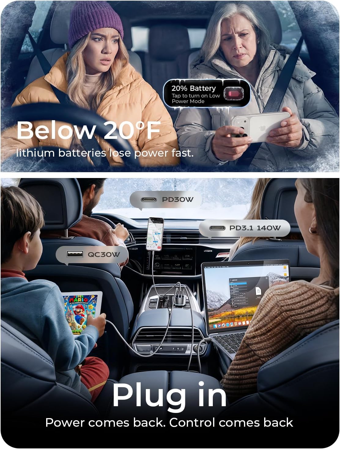 LISEN 200W Car Charger USB C Fast Charge Fast Car Charger, PD 140W+PD30W Cigarette Lighter USB Charger Adapter for iPhone17, MacBook Pro/Air, Laptop, Samsung S26/S25/S24 - Image 4