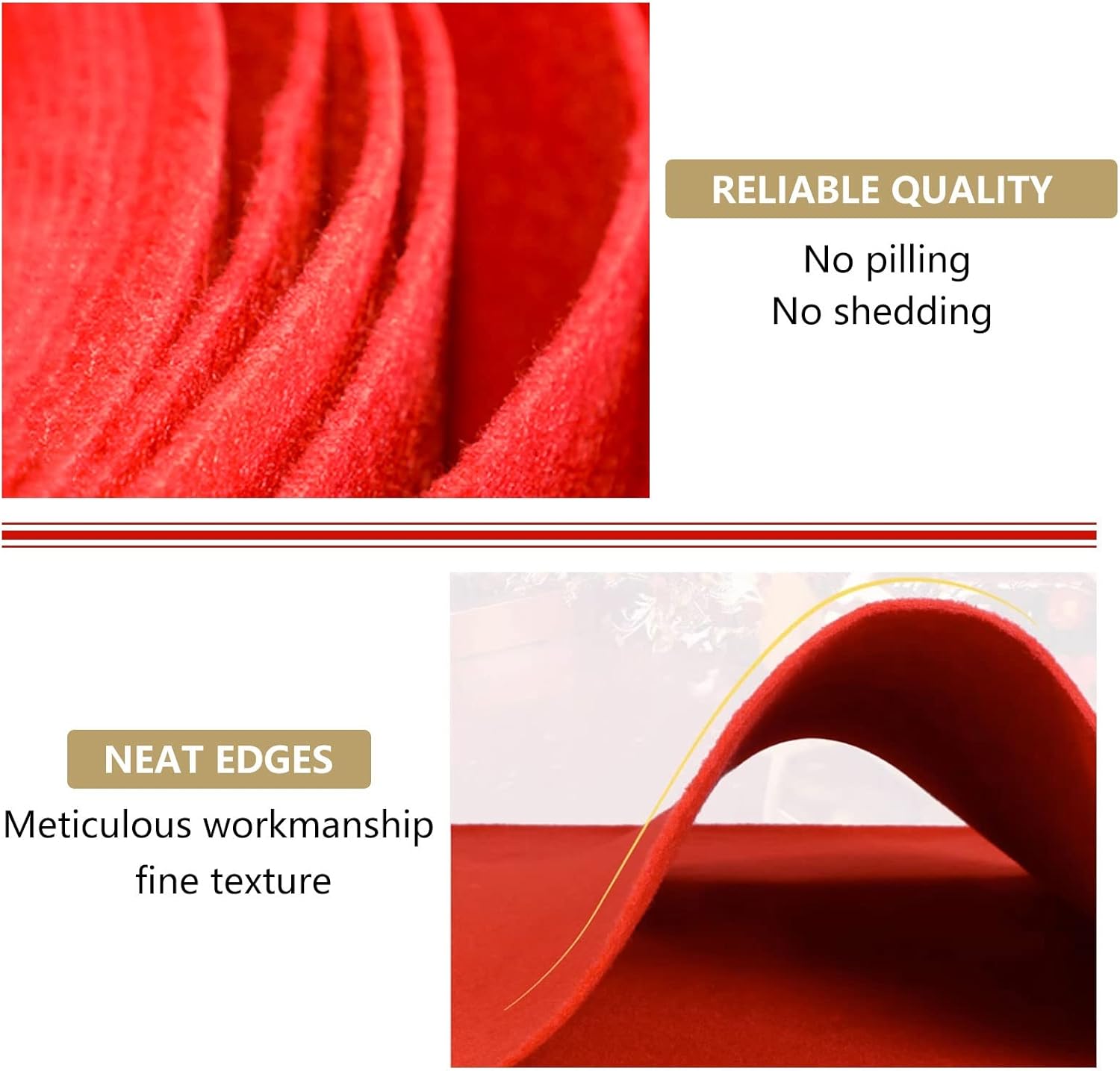 Aisle Runner Carpet 2mm Thick Polyester Wedding Aisle Runner Mat, Wear-Resistant Event Rugs with 1 Piece Tape for Church Party Prom Outdoor Decoration, Red (Size : 1.2x15m)