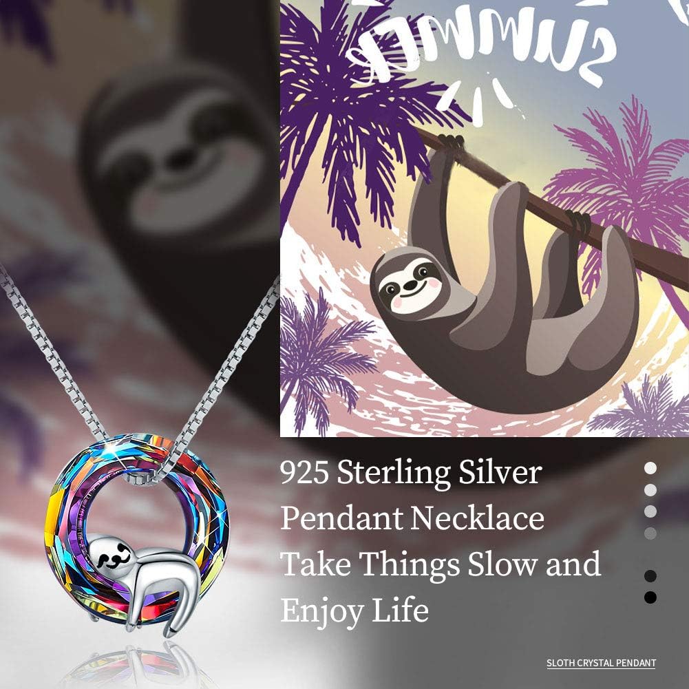 JUSTKIDSTOY Crystal Sloth Necklace for Women 925 Sterling Silver Sloth Pendant Necklaces Animal Jewelry Gifts Christmas Mother's Day Necklace. - Image 3