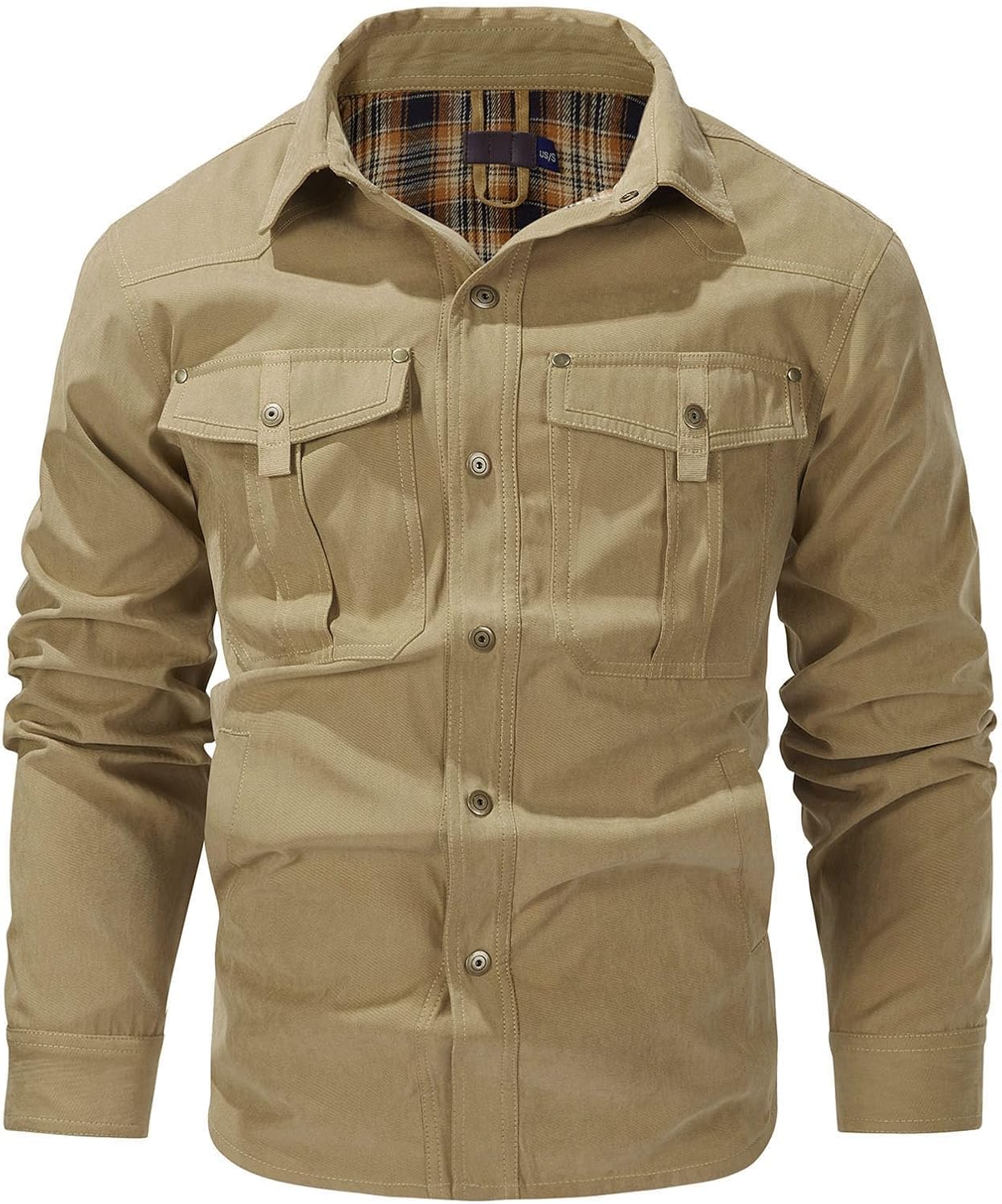 Flannel Lined Shirt Jacket for Men Lightweight Snap Button Western Cowboy Shirts Jackets Shacket - Image 5