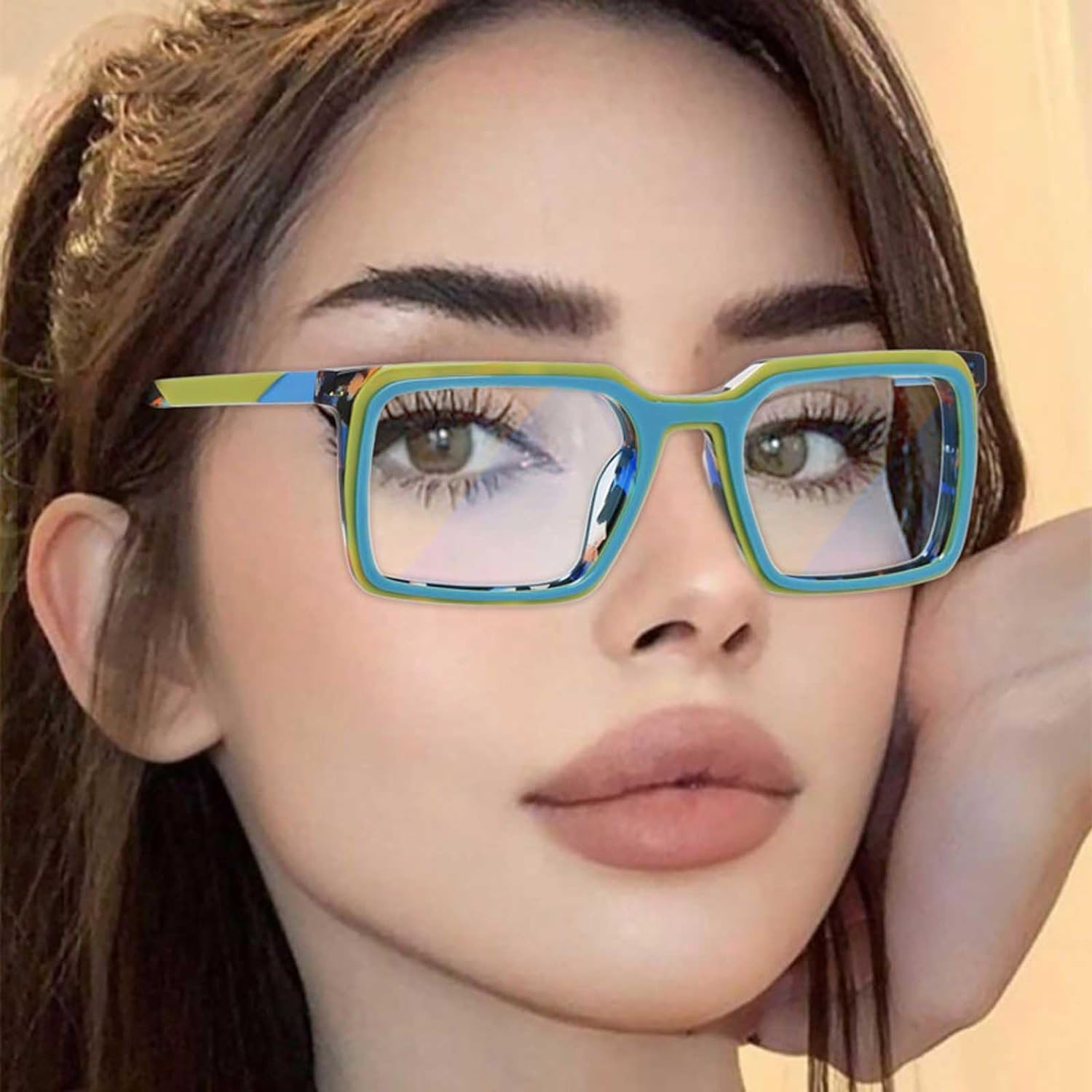 EYPKPL Popularne oprawki do okularów octanowe oprawki do okularów modne kwadratowe oprawki do okularów 136 * 145 mm lekkie okulary unisex