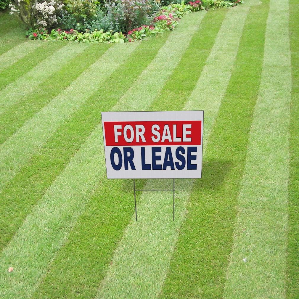 Fastasticdeals Weatherproof Yard Sign for Sale Or Lease Red Blue Lawn Garden Ideas 18x12 Inches 2 Sides Print