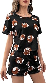 SMOWKLY Women's Casual Printed Cotton Blend Nightsuit Co-ord Set || Short Cute Pajama & Top Night Dress || Everyday Nightwear Pyjama Set