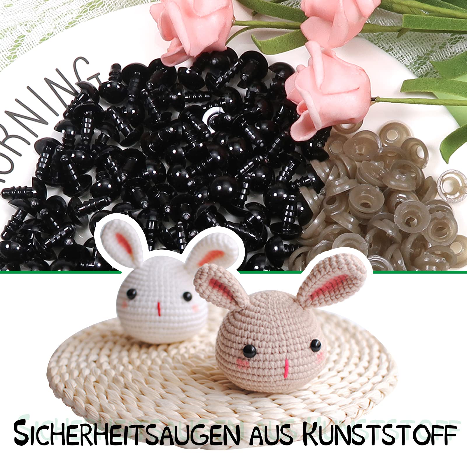 Set 40 Occhi Di Sicurezza Per Amigurumi E Peluche | Diametri Da 14 Mm A 30 Mm, Con Nasi E Rondelle | Per Cucito, Uncinetto, Creazioni Fatte A Mano