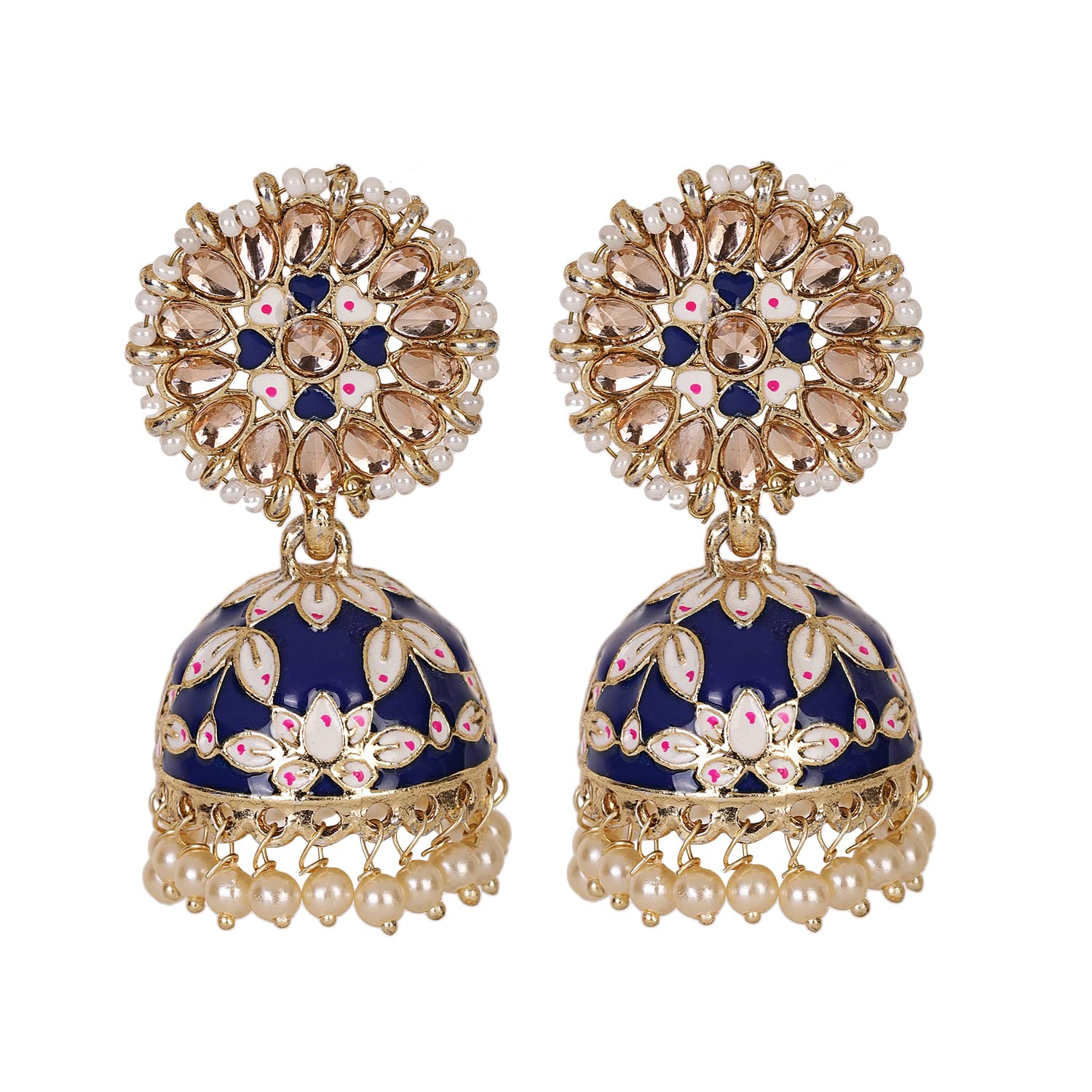 Shining Diva Fashion Latest Stylish Traditional Gold Plated Jhumki Earrings for Women & Girls (13613er), Gold Blue, One Size (B09TTGMK7J) Amazon Price History, Amazon Price Tracker