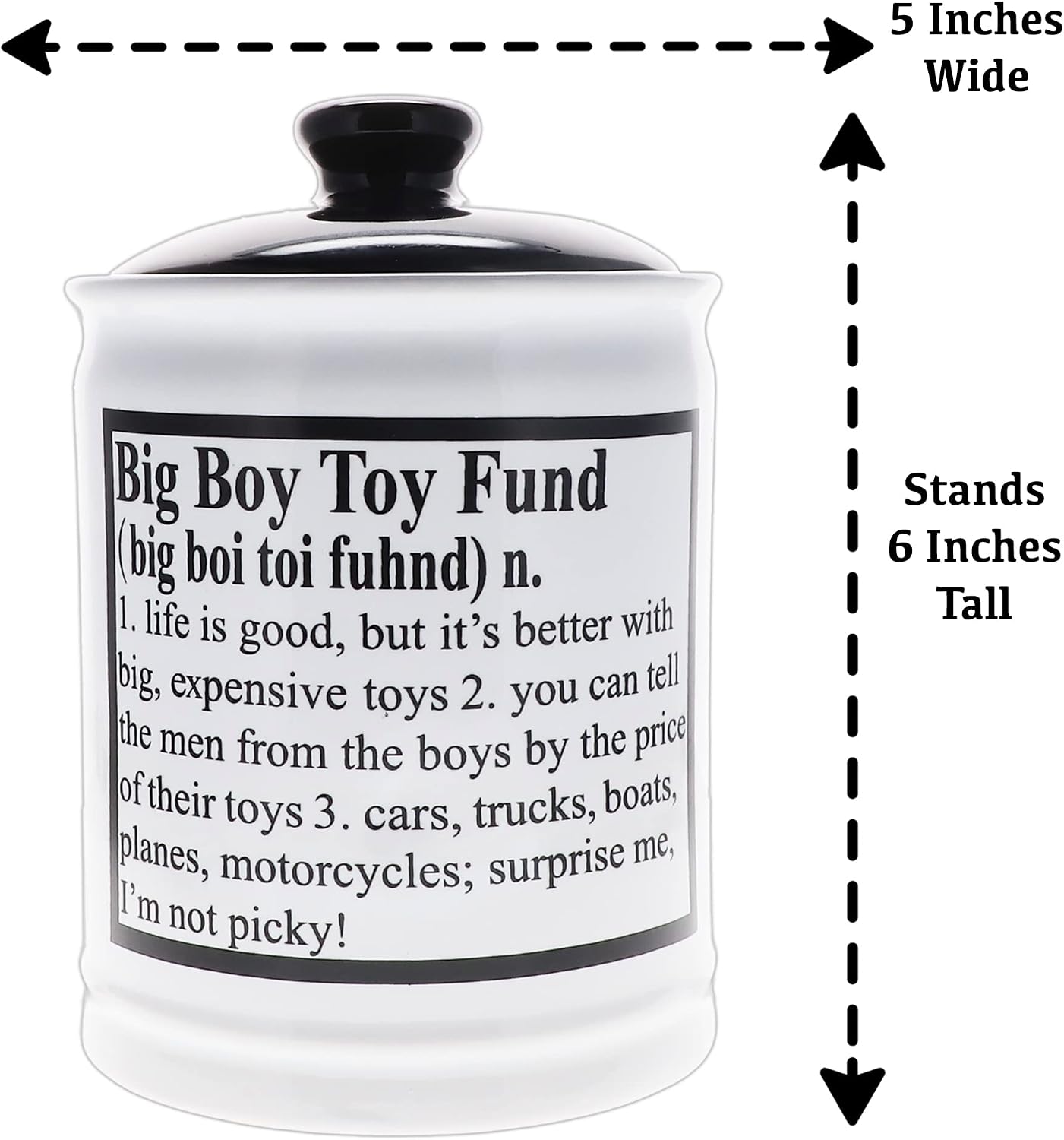 Cottage Creek Jars - Big Boy Toy Fund Piggy Bank, Money Bank, Gifts for Men, Guys, Boyfriend, Home & Office Decor