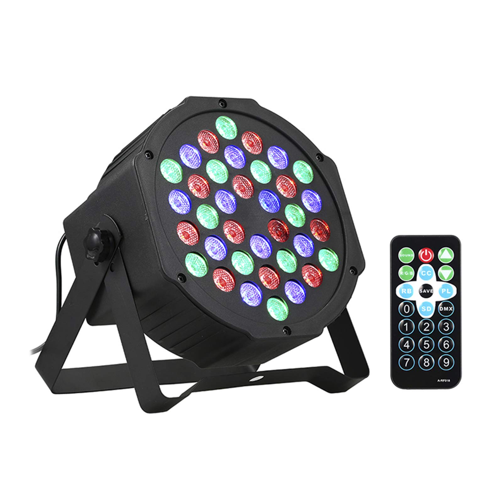 Stage Light,Fuvan AC90-240V 24W 36 LEDs RGB Mini Stage Par Light Fixture with IR Remote Control Controller Supported Sound Activated/Auto-running/ DMX512/ Master-slave for Home Party Decoration Fes