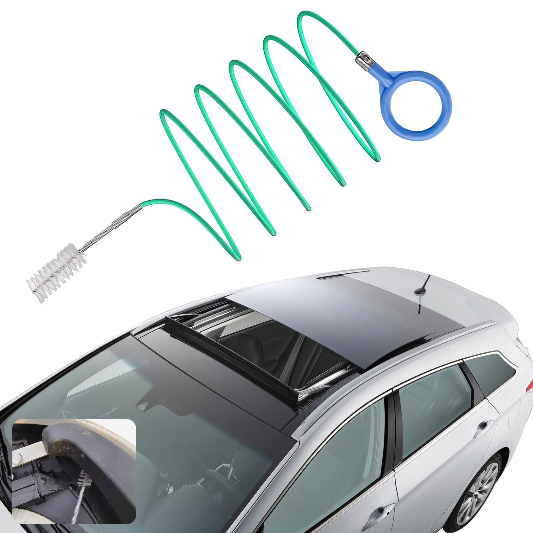 Herramienta de limpieza de drenaje de techo corredizo automático, equipo de lavado de automóviles, cepillo de drenaje flexible de 78 pulgadas para coche, cepillo de limpieza de tubos,