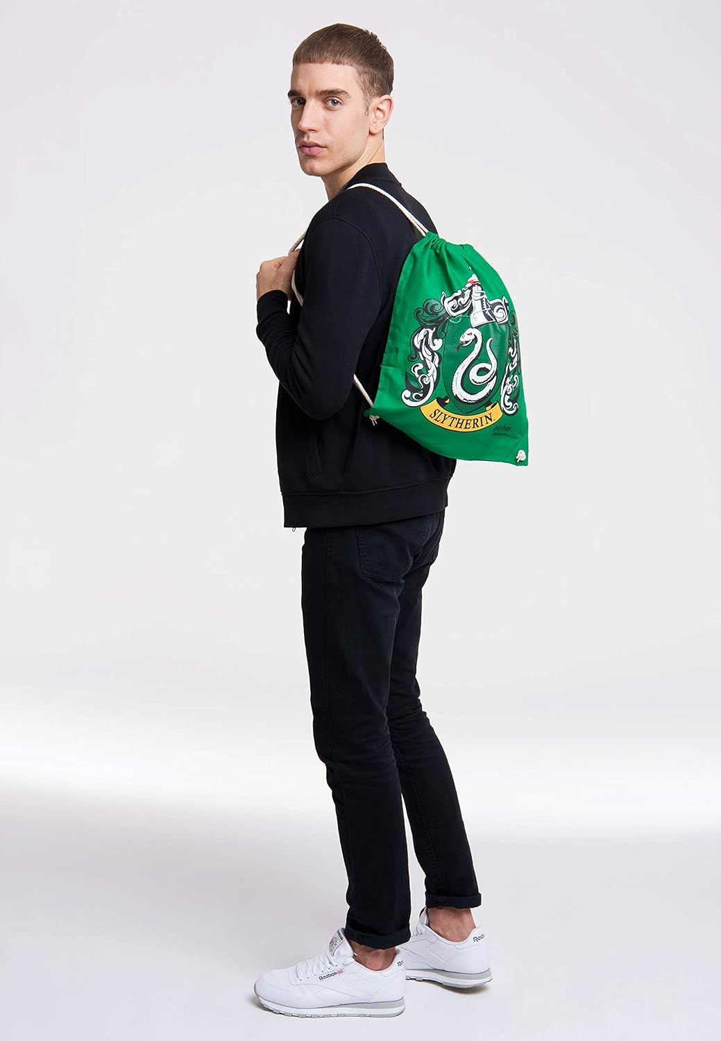 Logoshirt® Harry Potter - Slytherin Logo I Printed Gym Bag - Fabric Backpack 100% Cotton I AZO-Free I Green I Original Licensed Design - Image 3