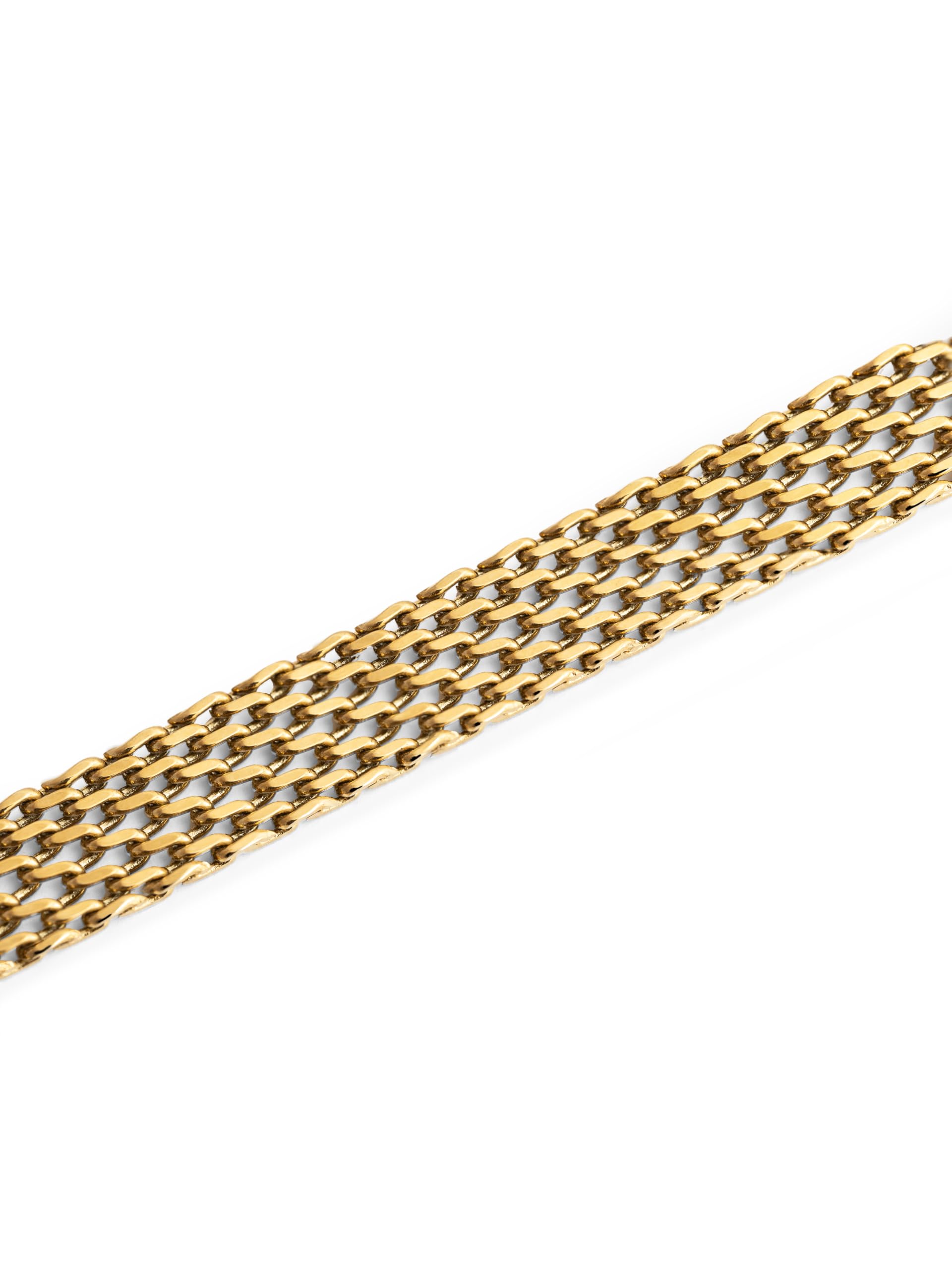 SINGULARU - Naszyjnik typu choker - Stalowy naszyjnik z wykończeniem pozłacanym 18-karatowym złotem - Mesh Chocker o szerokości 8 mm - Długość 33 cm + 5 cm przedłużenie - Biżuteria dla kobiet, Eén