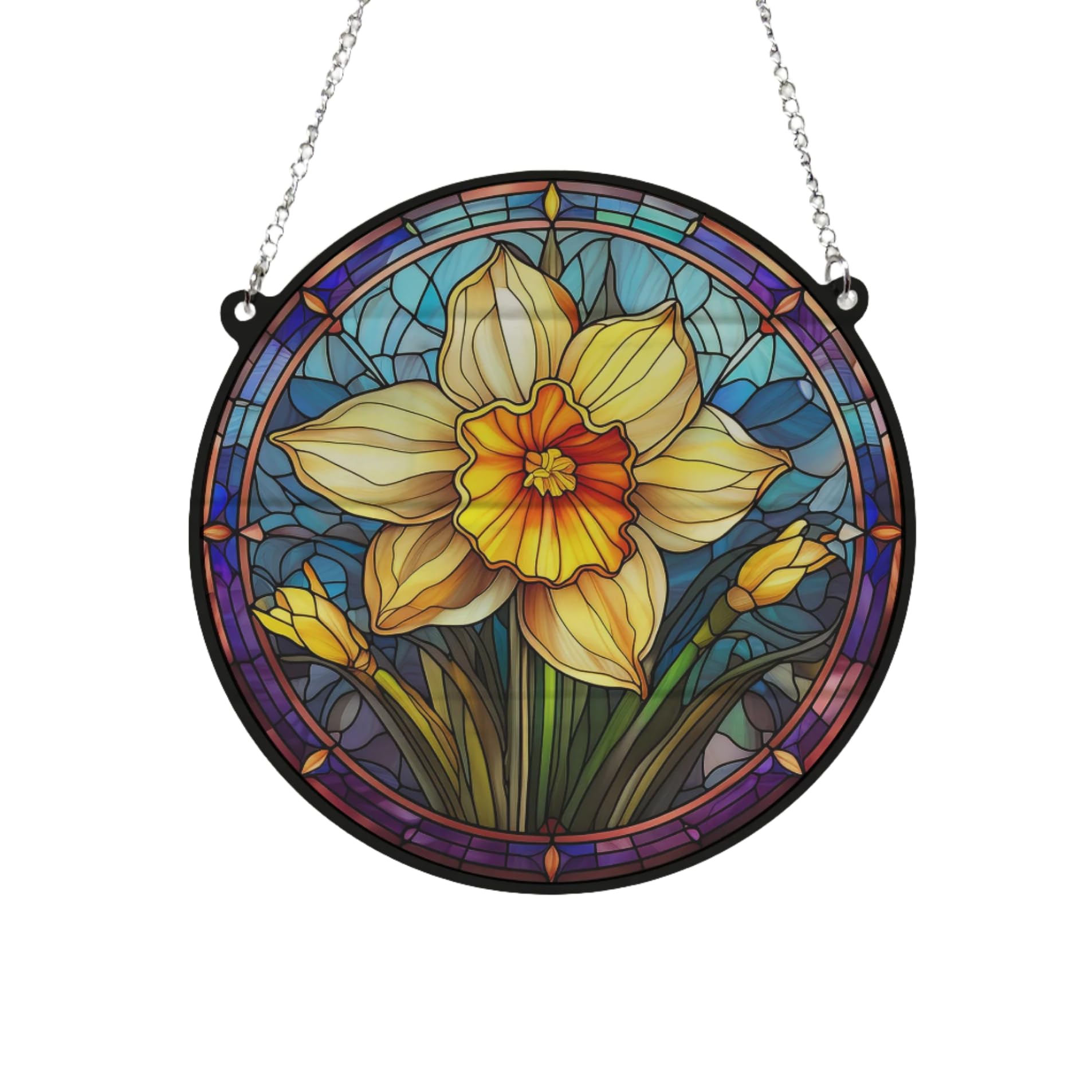Image Industry Daffodil Stained Glass Effect Suncatcher - Garden Gift - Flower Lovers - Floral Gifts (19cm)