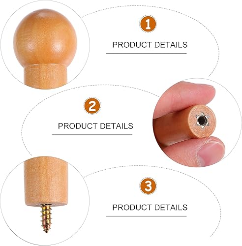 Miniatura 4 de EXCEART 20 juegos de ganchos redondos de madera para sombreros de madera para tornillos de pared, ganchos para colgar sombreros, colgar fotos de
