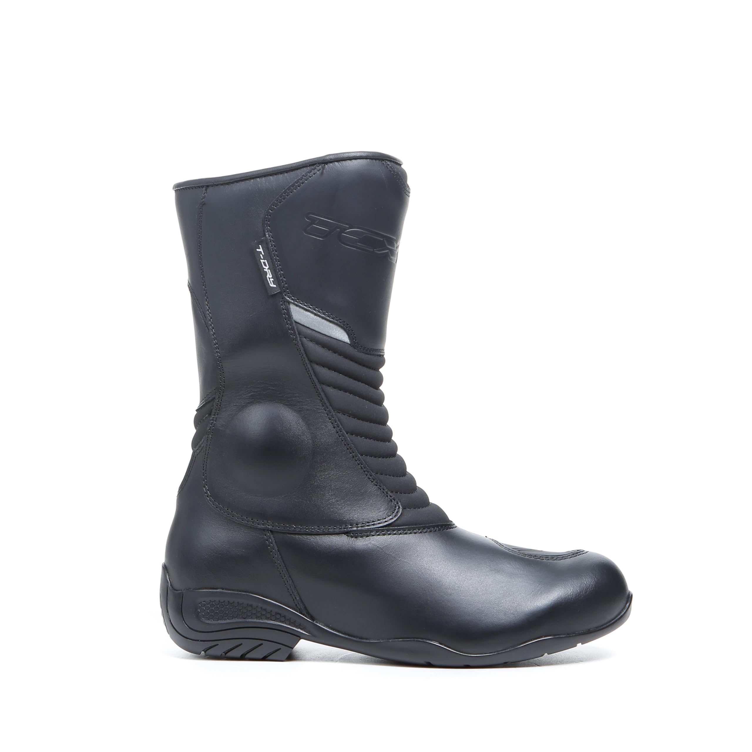 TCX - Lady Aura Plus Waterproof, Stivale da Moto Donna, Stivale Touring da Donna Impermeabile con Membrana T-DRY, Tomaia in Pelle Rifinita, Chiusura con Zip Elastica e Velcro, Nero