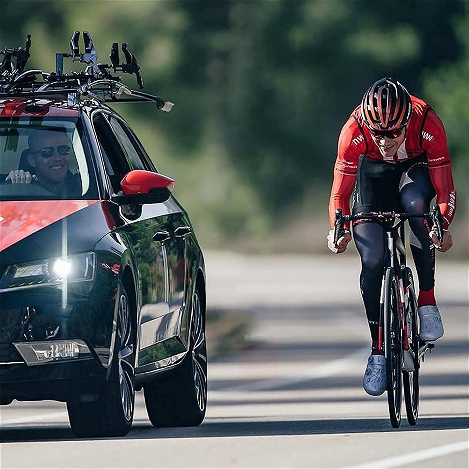 Zimowa koszulka rowerowa, męska, utrzymująca ciepło, z długim rękawem, odzież rowerowa z termicznym polarem wewnątrz i bardzo elastycznymi długimi spodniami, do rowerów wyścigowych i górskich