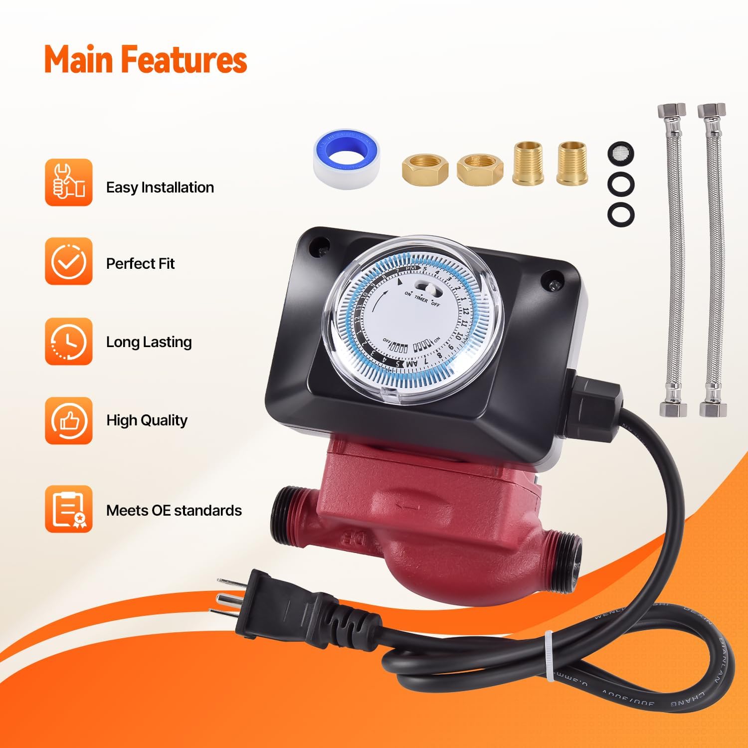 UP15-10SU7P/TLC pompa obiegowa wody 115 V 1/25 KM pompa obiegowa ciepłej wody kompatybilna z Grundfos 595916/59896288P1 3/4 ″ NPT do domowych systemów ciepłej wody