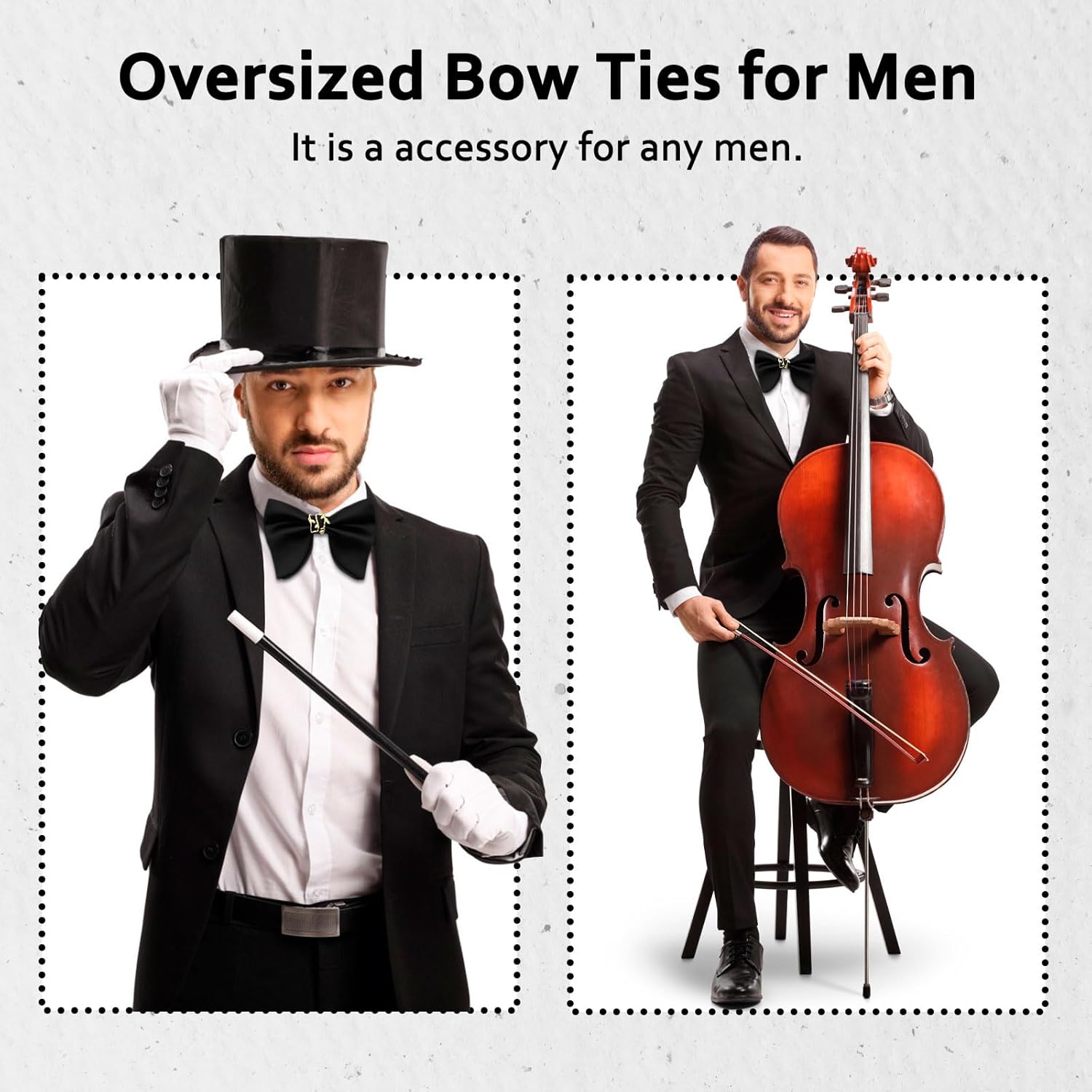 Oversized Bow Ties for Men, Adjustable Pre-tied Bowties Mens Butterfly Bow Tie for Wedding Party Banquet Business - Image 2