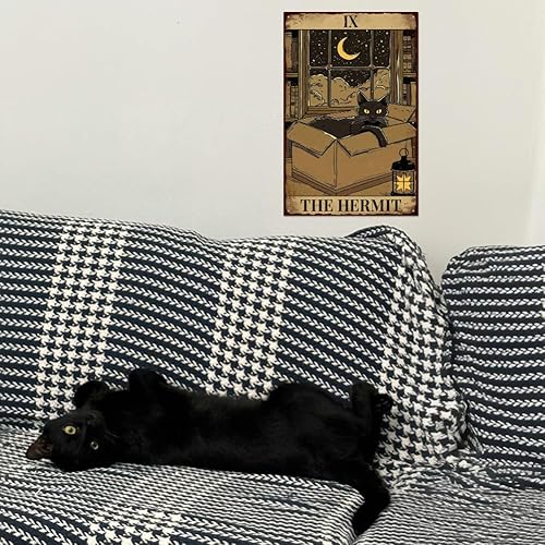 Miniatura 4 de WADORN Cartel de metal con diseño de gato de tarot, 7.8 x 11.8 pulgadas, divertido, retro, cafeterías, pubs, bar, hogar, letrero de hojalata