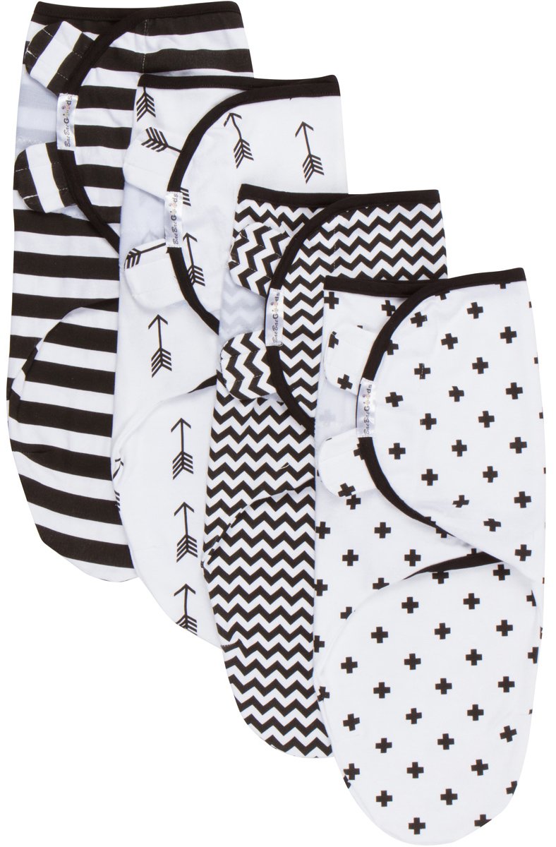BaeBae Goods Swaddle Blanket, Adjustable Infant Baby Swaddling Wrap Set of 4, Baby Swaddling Wrap Blankets for Boys and Girls Made in Soft Cotton