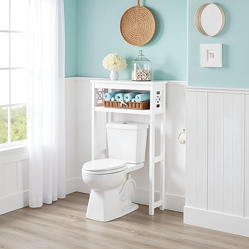 Miniatura 6 de Derby Alaterre Furniture - Estante de almacenamiento sobre el inodoro, 44 pulgadas de alto, moderno, ahorrador de espacio de baño con estantes
