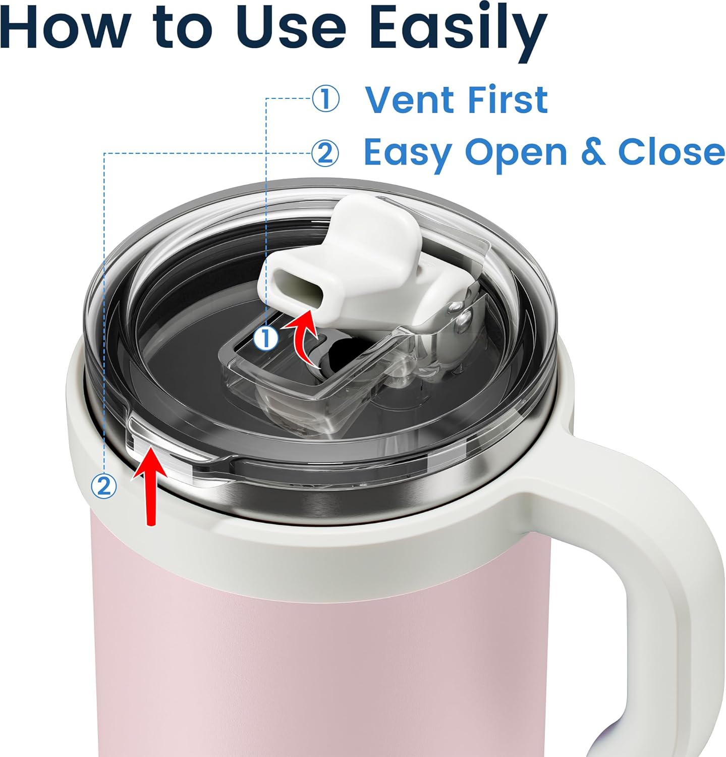 24oz Insulated Tumbler with Straw & Handle, Leak Proof Vacuum Insulated Water Bottle for School, Sports and Outdoor - Pink sand - Image 4