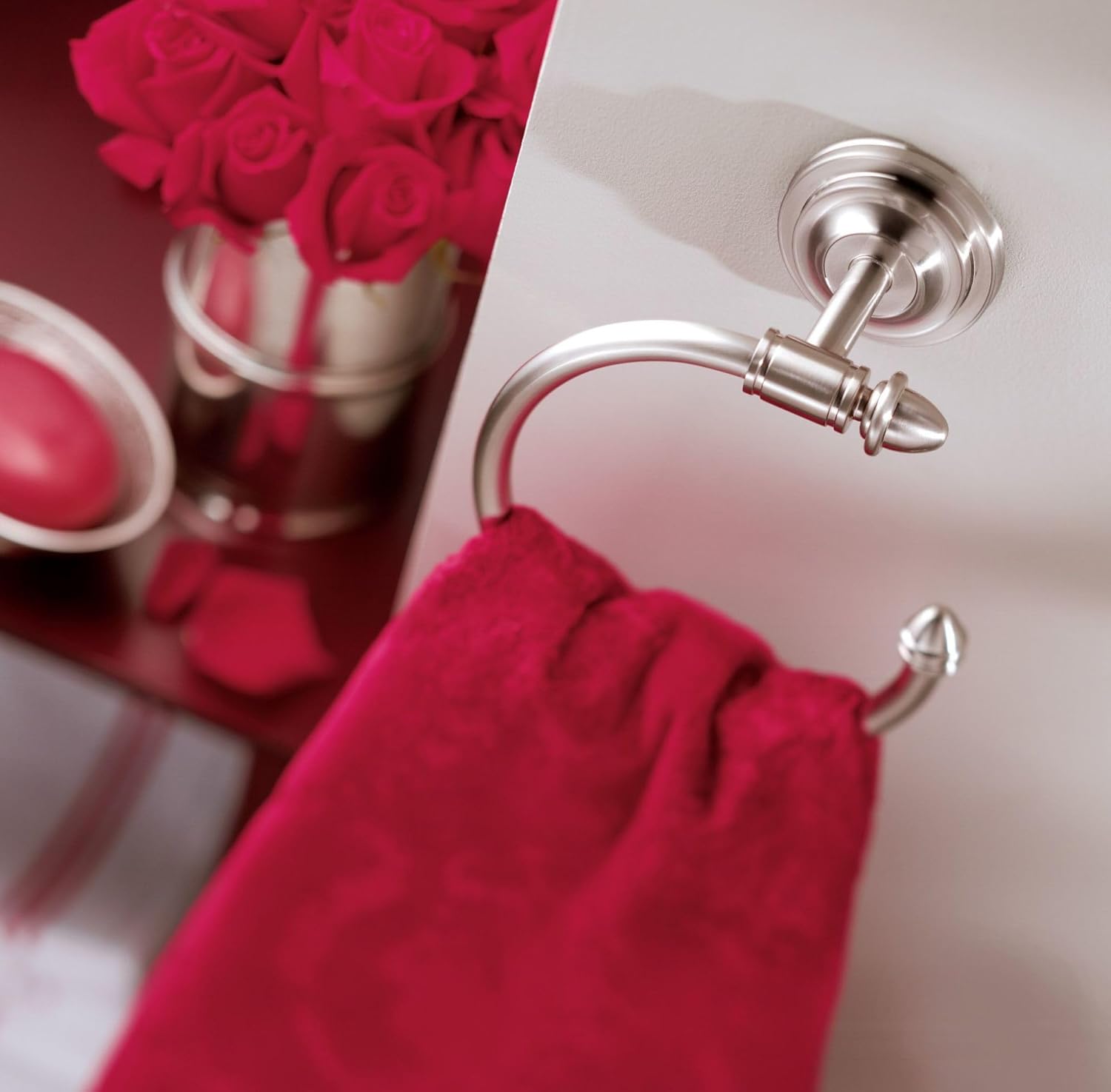 Moen DN4186BN Stockton Bathroom Hand -Towel Ring, Brushed Nickel