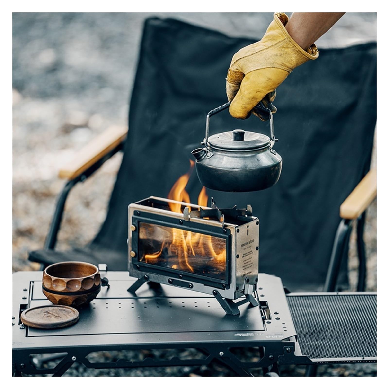 RéChaud de Camping pour Tente Mini poêle à bois de camping en plein air | Conception de mur coupe-feu portable for une cuisine de randonnée en pique-nique en toute sécurité