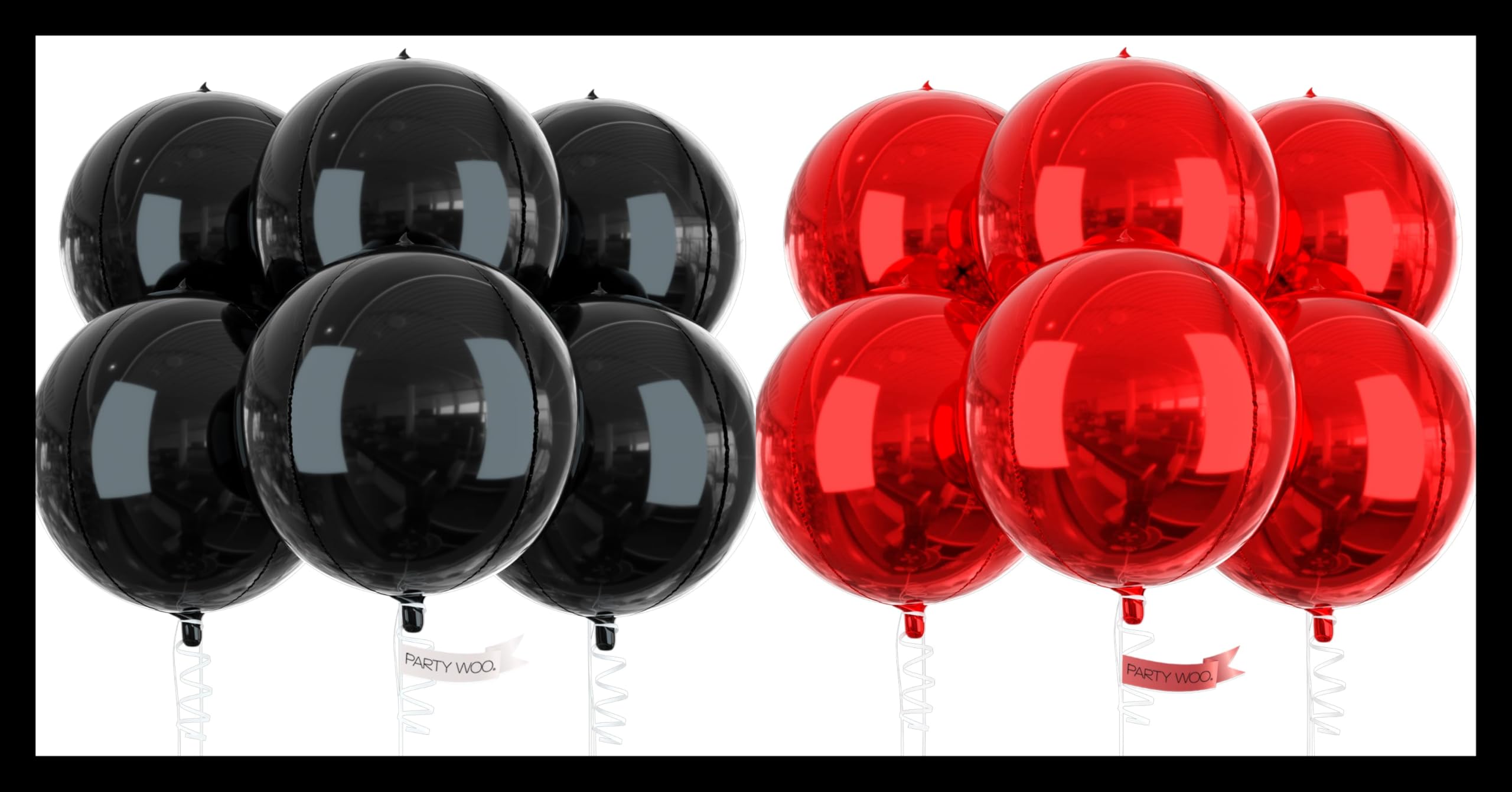 PartyWoo Black Balloons 6 pcs and PartyWoo Red Balloons 6 pcs