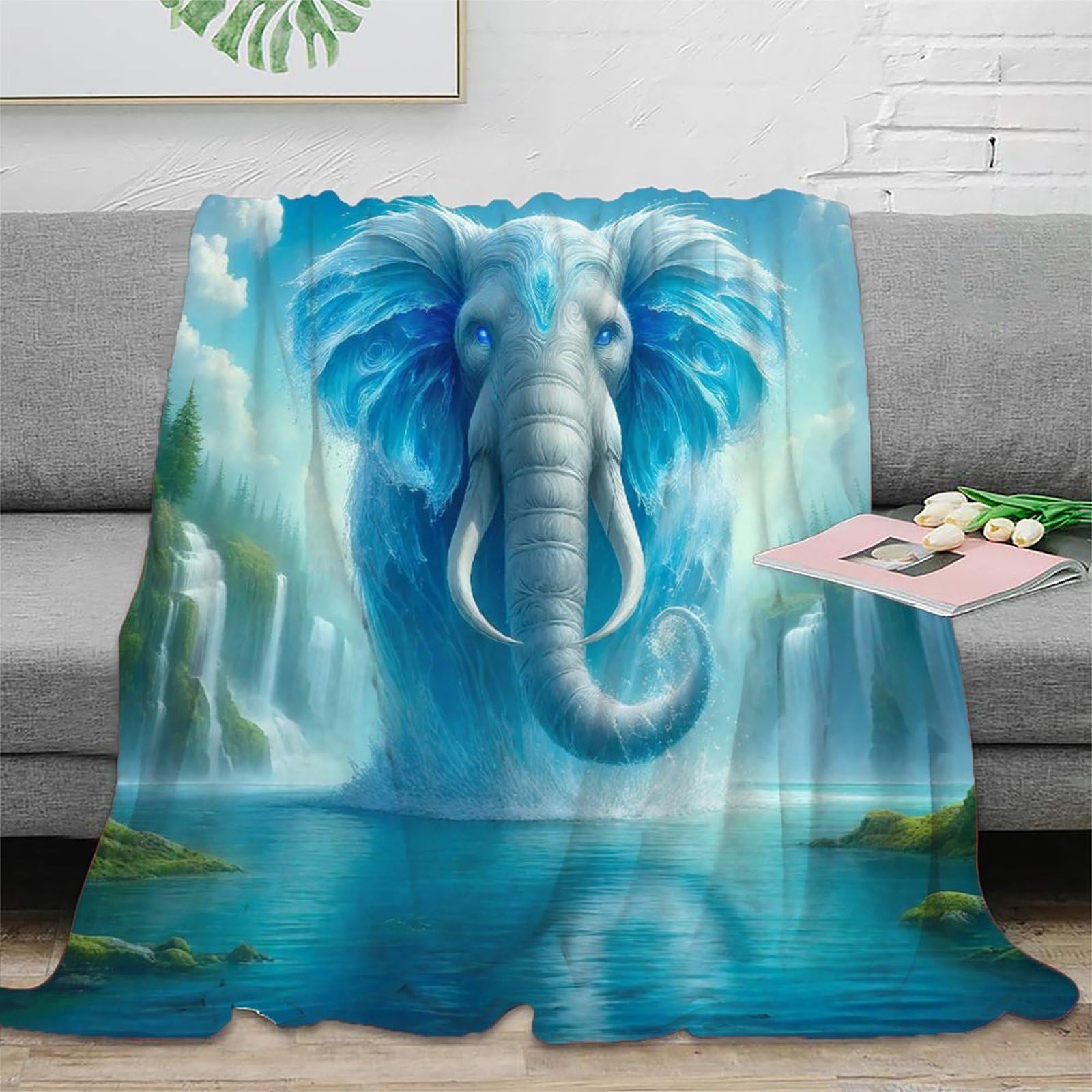 Couverture douillette éléphant 3D en microfibre premium de 200x230cm pour lit