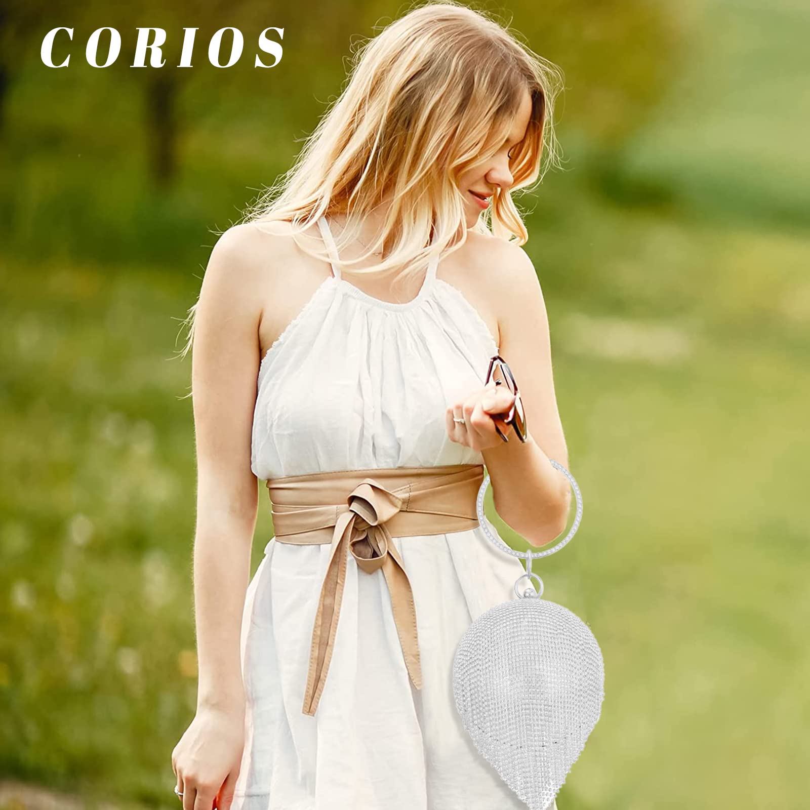 Bolso de Fiesta para Mujer Bolso de Mano de Noche de Cristal con Bola Redonda Diamantes de Imitación Clutch Bolso de Hombro Bolsos Bandolera para Fiesta de Graduación Banquete Boda Plata