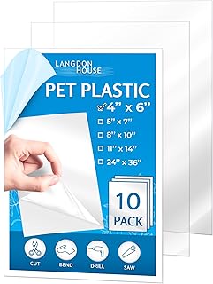 Langdon House - PET Flexible Plastic Glass Panels - 4x6 x 0.03 inch, Clear, 10 Pack - Thin Plexi-Glass Sheet for DIY Arts & Crafts - Home Projects & Picture Frame Glass Replacement - Easy to Cut